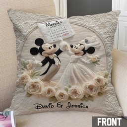 Happy Anniversary Mouse Couple - Personalized Mouse Throw Pillow – view 2