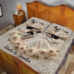 Happy Anniversary Mouse Couple - Personalized Mouse Quilt Set – view 5