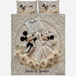Happy Anniversary Mouse Couple - Personalized Mouse Quilt Set – view 2