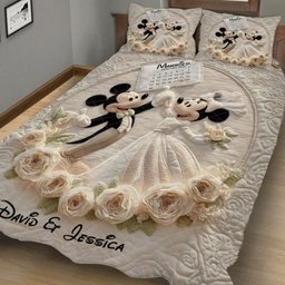Happy Anniversary Mouse Couple - Personalized Mouse Quilt Set – view 3