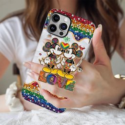 Rainbow Mouse Couple Love - Personalized LGBT Support Full Print Phone Case – view 3