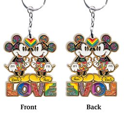 Rainbow Mouse Couple Love - Personalized LGBT Support Keychain – view 6