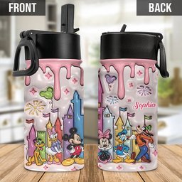 Cute Magic Castle Custom Name - Personalized Mouse Kids Water Bottle – view 2