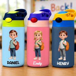 Custom Kids Insulated Water Bottle - Personalized Back To School Gifts For Kids - Ready To Learn – view 3