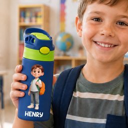 Custom Kids Insulated Water Bottle - Personalized Back To School Gifts For Kids - Ready To Learn – view 7