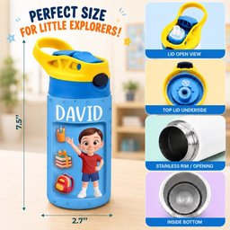 Custom Kids Insulated Water Bottle - Personalized Back To School Gifts For Kids - Tiny But Bright – view 6