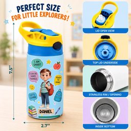 Custom Kids Insulated Water Bottle - Personalized Back To School Gifts For Kids - Ready For A Great Year – view 6