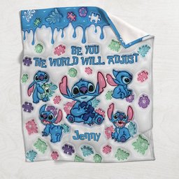 Be You The World Will Adjust - Personalized Autism Awareness Blanket – view 4