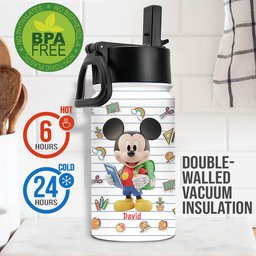 Back To School - Personalized Mouse Kids Water Bottle – view 4