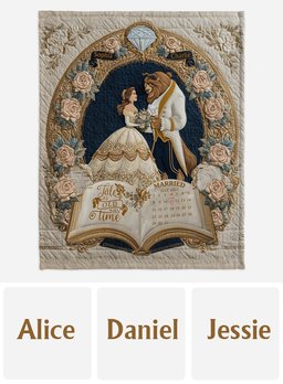 Fairy Tale Romantic Tale As Old As Time - Personalized Couple Blanket – view 7