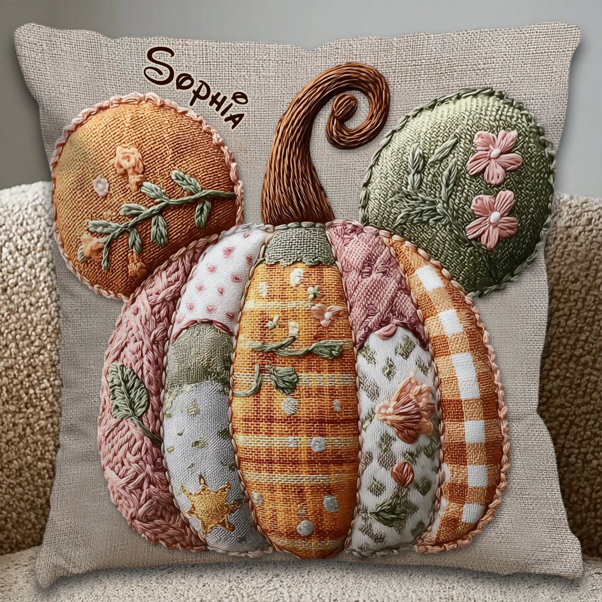 Magical Mouse Ears Fall Pumpkin - Personalized Mouse Throw Pillow