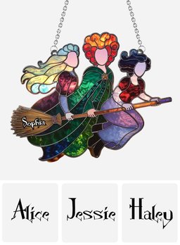 Sisters - Personalized Three Witches Window Hanging Suncatcher Ornament – view 7