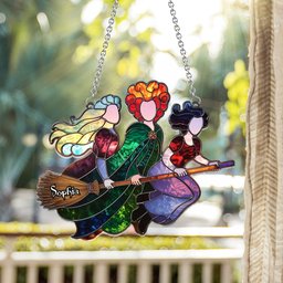 Sisters - Personalized Three Witches Window Hanging Suncatcher Ornament – view 5