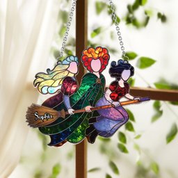 Sisters - Personalized Three Witches Window Hanging Suncatcher Ornament – view 2