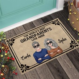 The World's Best Grandparents/Grandma/Grandpa Live Here - Personalized Grandma Doormat – view 4