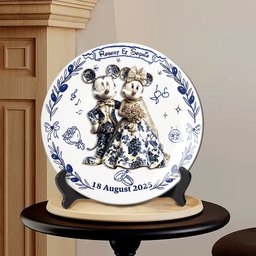 Newlyweds - Personalized Mouse Ceramic Round Plate – view 2