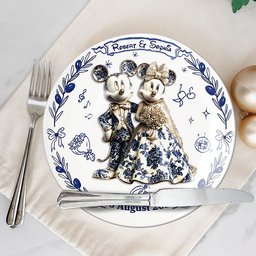 Newlyweds - Personalized Mouse Ceramic Round Plate – view 4