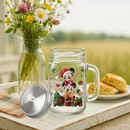 Merry Christmas - Personalized Mouse Mason Jar Cup – view 8