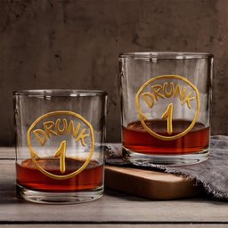 Drunk 1 Drunk 2 - Personalized Whisky Whiskey Glass – view 2