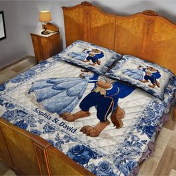 Tale as Old as Time - Couple Gift Toyle De Jouy Style - Personalized Couple Quilt Set – view 5
