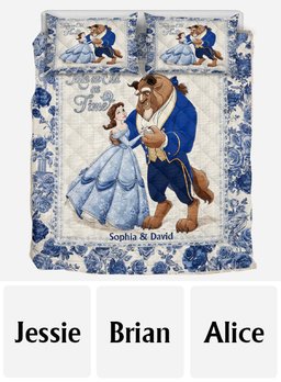 Tale as Old as Time - Couple Gift Toyle De Jouy Style - Personalized Couple Quilt Set – view 6