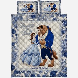 Tale as Old as Time - Couple Gift Toyle De Jouy Style - Personalized Couple Quilt Set – view 2