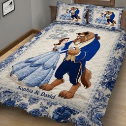 Tale as Old as Time - Couple Gift Toyle De Jouy Style - Personalized Couple Quilt Set – view 3