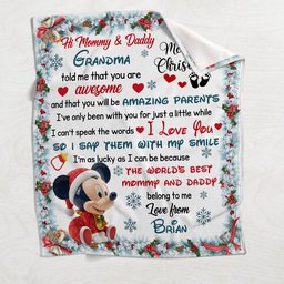 Hi Mommy And Daddy - Personalized Mouse Blanket – view 4