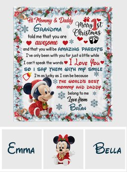 Hi Mommy And Daddy - Personalized Mouse Blanket – view 7