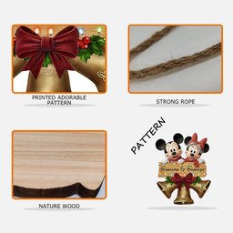 Christmas Bells Wood Sign For Grandparents - Personalized Mouse Custom Shaped Wood Sign – view 4