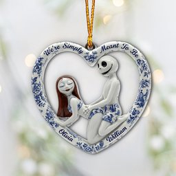 Blue Toile De Jouy Naughty Skeleton - Personalized Nightmare Ornament – view 5
