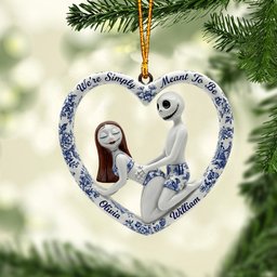 Blue Toile De Jouy Naughty Skeleton - Personalized Nightmare Ornament – view 2