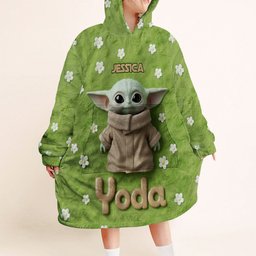 Cute Yoda - Personalized The Force Blanket Hoodie – view 2
