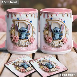 Custom Alphabet For Blue Monster Lover - Personalized Ohana Accent Mug & Coaster – view 4