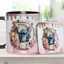 Custom Alphabet For Blue Monster Lover - Personalized Ohana Accent Mug & Coaster – view 8