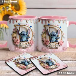 Custom Alphabet For Blue Monster Lover - Personalized Ohana Accent Mug & Coaster – view 3