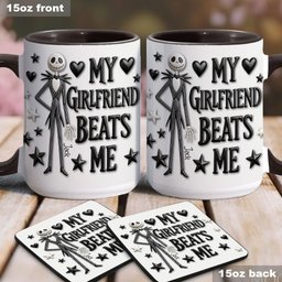 My Girlfriend Beats Me Nightmare - Personalized Nightmare Accent Mug & Coaster – view 4