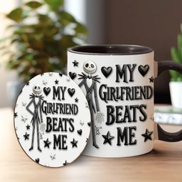 My Girlfriend Beats Me Nightmare - Personalized Nightmare Accent Mug & Coaster – view 2