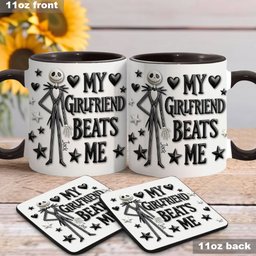 My Girlfriend Beats Me Nightmare - Personalized Nightmare Accent Mug & Coaster – view 3
