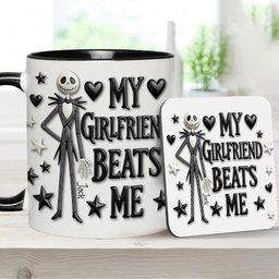 My Girlfriend Beats Me Nightmare - Personalized Nightmare Accent Mug & Coaster – view 8