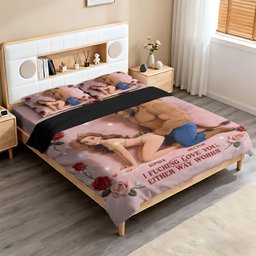Beauty The Beast, Couple Gift Idea - Personalized Beauty And The Beast Bedding Set – view 6