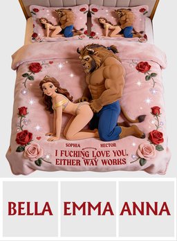 Beauty The Beast, Couple Gift Idea - Personalized Beauty And The Beast Bedding Set – view 7