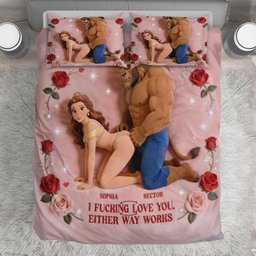 Beauty The Beast, Couple Gift Idea - Personalized Beauty And The Beast Bedding Set – view 5