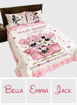 Main Street Sweethearts Pink - Personalized Mouse Quilt Set – view 6