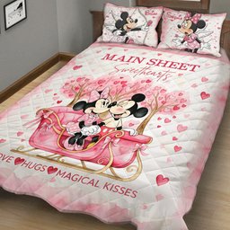 Main Street Sweethearts Pink - Personalized Mouse Quilt Set – view 3