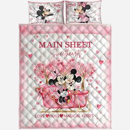 Main Street Sweethearts Pink - Personalized Mouse Quilt Set – view 2