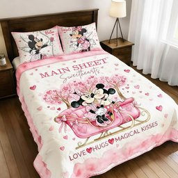 Main Street Sweethearts Pink - Personalized Mouse Quilt Set
