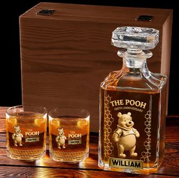 Forever A Friend - Personalized Yellow Bear Whiskey Decanter Set – view 3