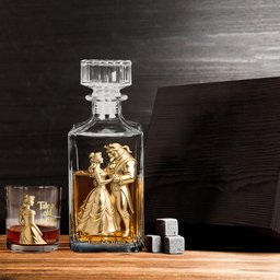 Fairy Tale Romantic Tale As Old As Time - Personalized Beauty And The Beast Whiskey Decanter Set – view 4