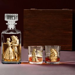 Fairy Tale Romantic Tale As Old As Time - Personalized Beauty And The Beast Whiskey Decanter Set – view 2